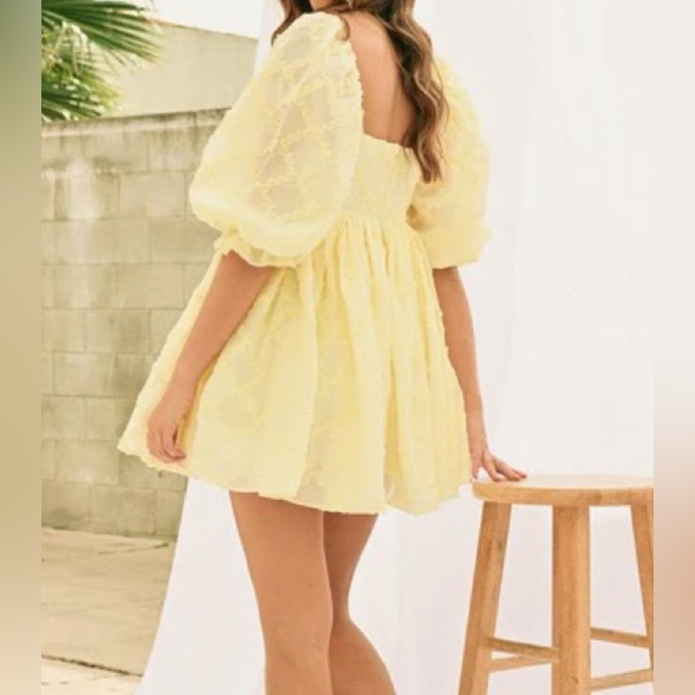 Chic Yellow Lace Mini Dress - Picture 2 of 11